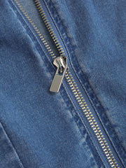 Denim Collar Flare Leg Jumpsuit