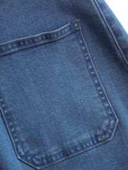 Denim Collar Flare Leg Jumpsuit