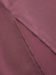 Solid Cowl Neck Slit Midi Dress