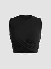 Solid Crewneck Crop Tank Top