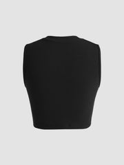 Solid Crewneck Crop Tank Top