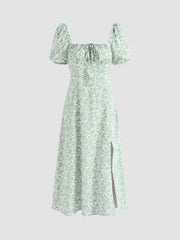 Ruth's Ditsy Floral Square Neck Midi Dress