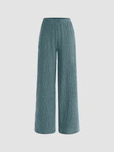 Solid Texture Elastic Waist Trousers