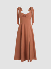 Solid Bowknot Corset Midi Dress