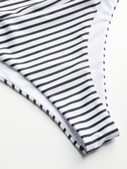 Striped Strappy Bikini Swimsuit