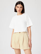Cotton-blend Round Neckline Oversized Crop Top