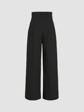 Solid High Waist Knitted Wide Leg Trousers