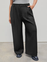 Mid Waist Pleated Pocket Wide Leg Pants Curve & Plus