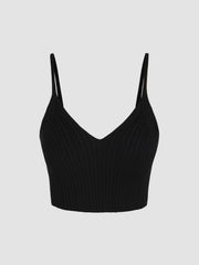 Solid Rib Knit Crop Tank Top