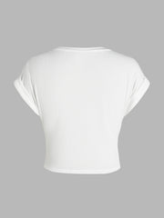 V-neck Solid Ruched Crop Top