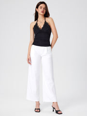 Halter Neckline Solid Backless Crop Top