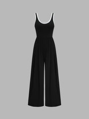 Contrasting Binding Pocket Wide Leg Jumpsuit