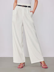 Belted High Waisted Pleated Trousers
