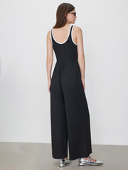 Contrasting Binding Pocket Wide Leg Jumpsuit