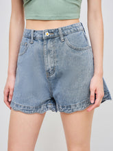 Solid Wave Trim Jean Shorts