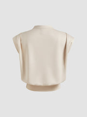 V-neck Solid Pleated Crop Top