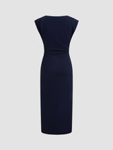 Boat Neck Solid Ruched Maxi Dress