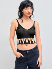 Boho Print Knit Crop Tank Top