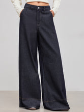 Denim Low Rise Solid Pocket Baggy Jeans