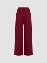 Petite Mid Rise Solid Drawstring Pocket Wide Leg Trousers
