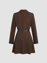 Notched Collar V-neck Mini Blazer Dress With Belt