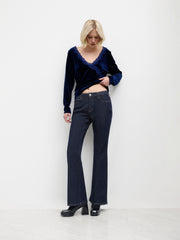 High Stretch Denim Low Rise Flared Jeans