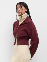 Knit Zip Through Cropped Long Sleeve Top