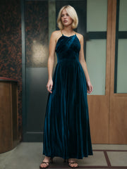 Solid Velvet Scoop Neckline Sleeveless Ruched Jumpsuit