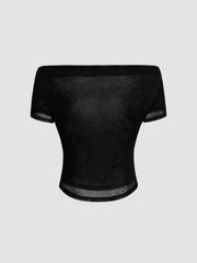 Off-shoulder Ruched Short Sleeve Tee & Cami Top