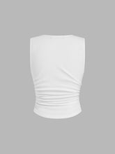 Cotton-blend V-neck Ruched Tank Top