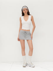 Cotton-blend V-neck Ruched Tank Top