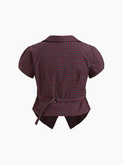 100% Cotton Tartan Split Ruched Shirt Curve & Plus