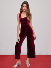 Velvet Retro Solid Jumpsuit
