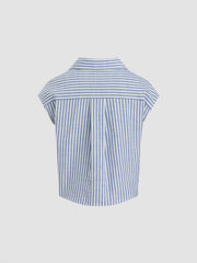 Cotton-blend Collar Stripe Twist Shirt
