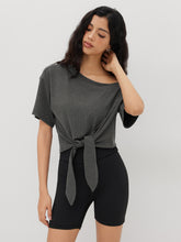 Asymmetrical Neck Off-shoulder Knotted Oversized Tee