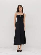 Square Neck Bowknot Corset Ruffle Split Cami Maxi Dress