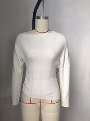 Knit Boat Neck Asymmetrical Hem Split Long Sleeve Top