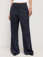 Belted & Flared Pinstripe Trousers