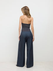 High Rise Pleated Wide Leg Trousers