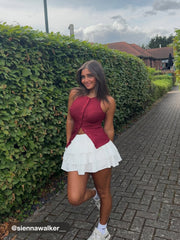 100% Cotton Mid Rise Broderie Anglaise Layered Mini Skirt