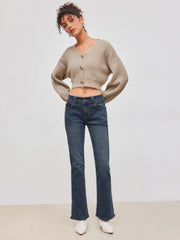 High Stretch Denim Low Rise Solid Pocket Bootcut Jeans
