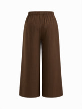 Mid Rise Texture Elastic Waist Straight Leg Trousers Curve & Plus
