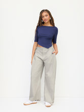 Cotton-blend Low Rise Tie Side Barrel-leg Trousers