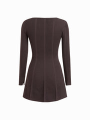 Knit Scoop Neckline Long Sleeve A-line Mini Dress