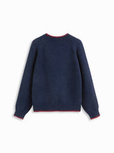 Knit Round Neck Contrasting Binding Oversized Long Sleeve Sweater
