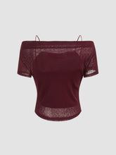 Off-shoulder Ruched Short Sleeve Tee & Cami Top