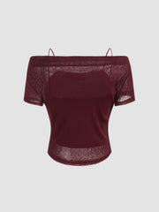 Off-shoulder Ruched Short Sleeve Tee & Cami Top