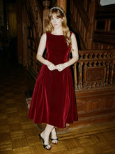 Velvet Boat Neck Bowknot Backless Midi Dress
