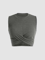 Solid Crewneck Crop Tank Top