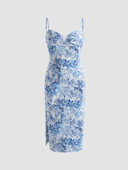 Landscape Painting Slit Cami Dress